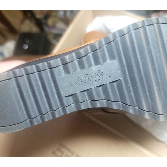 Women Ankle Boots Wedge Tan Leather look Brown Lace-up Life Stride Velocity sz 9 - Picture 9 of 11